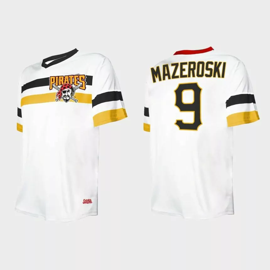 Men’s Bill Mazeroski Pittsburgh Pirates Cooperstown Collection V-Neck Jersey – White