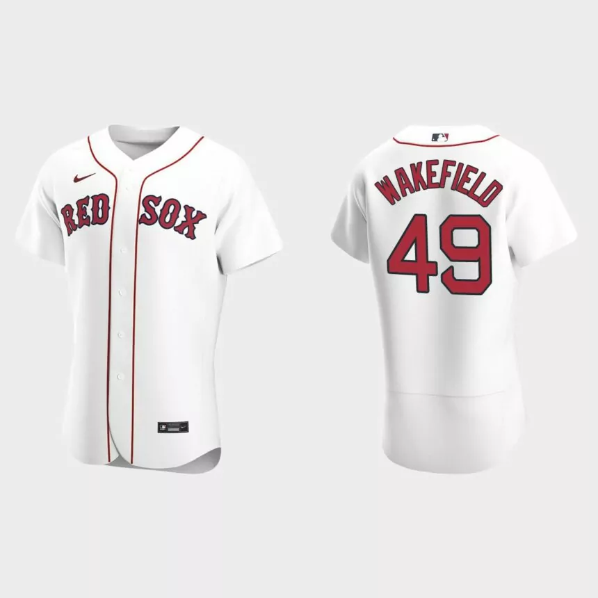 Men’s Boston Red Sox Tim Wakefield White Authentic Retired Player Jersey