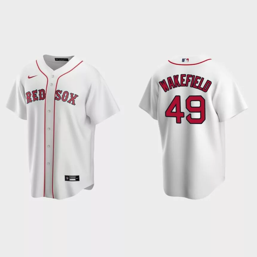 Men’s Boston Red Sox Tim Wakefield White Replica Retired Player Jersey