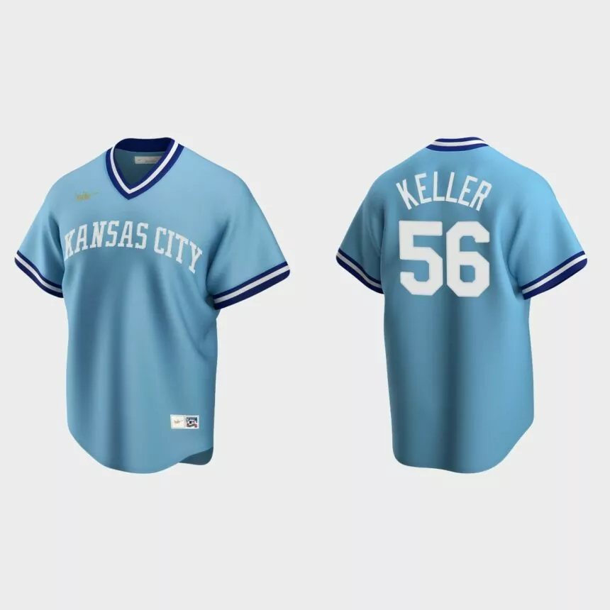 Men’s Brad Keller #56 Kansas City Royals Cooperstown Collection Road Jersey – Light Blue