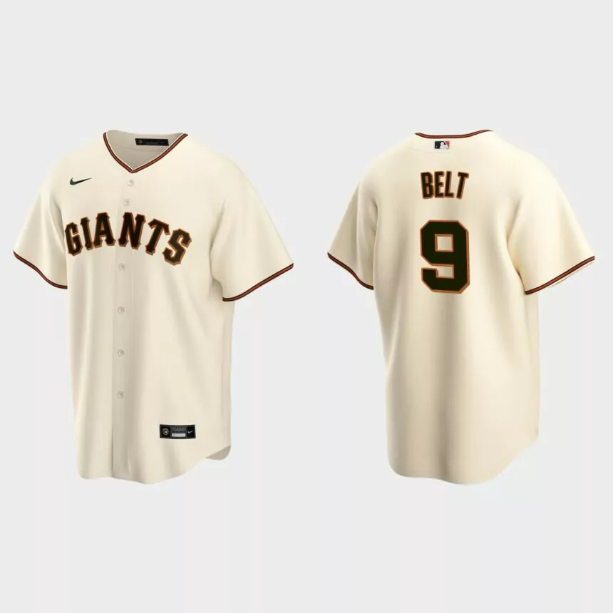 Men’s Brandon Belt #9 San Francisco Giants Home Replica Jersey – Cream