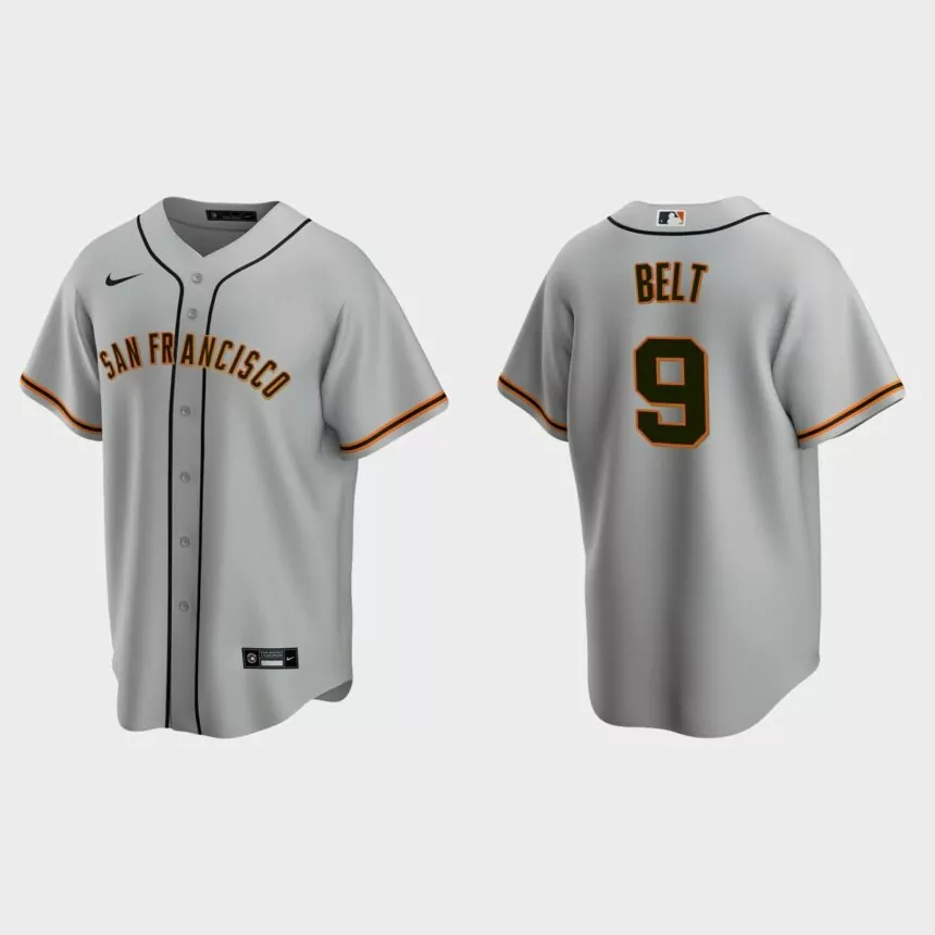 Men’s Brandon Belt #9 San Francisco Giants Road Replica Jersey – Gray