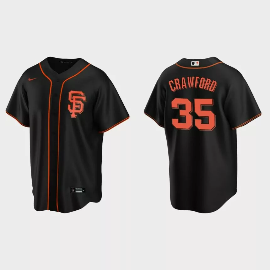 Men’s Brandon Crawford #35 San Francisco Giants Alternate Replica Jersey – Black