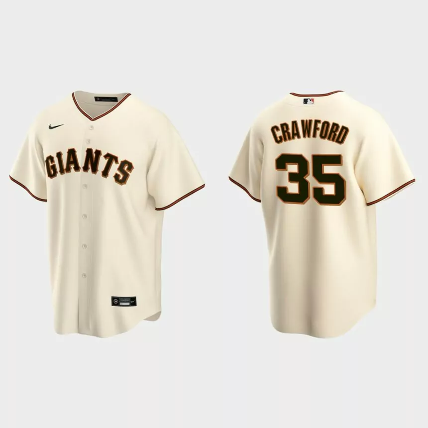 Men’s Brandon Crawford #35 San Francisco Giants Home Replica Jersey – Cream