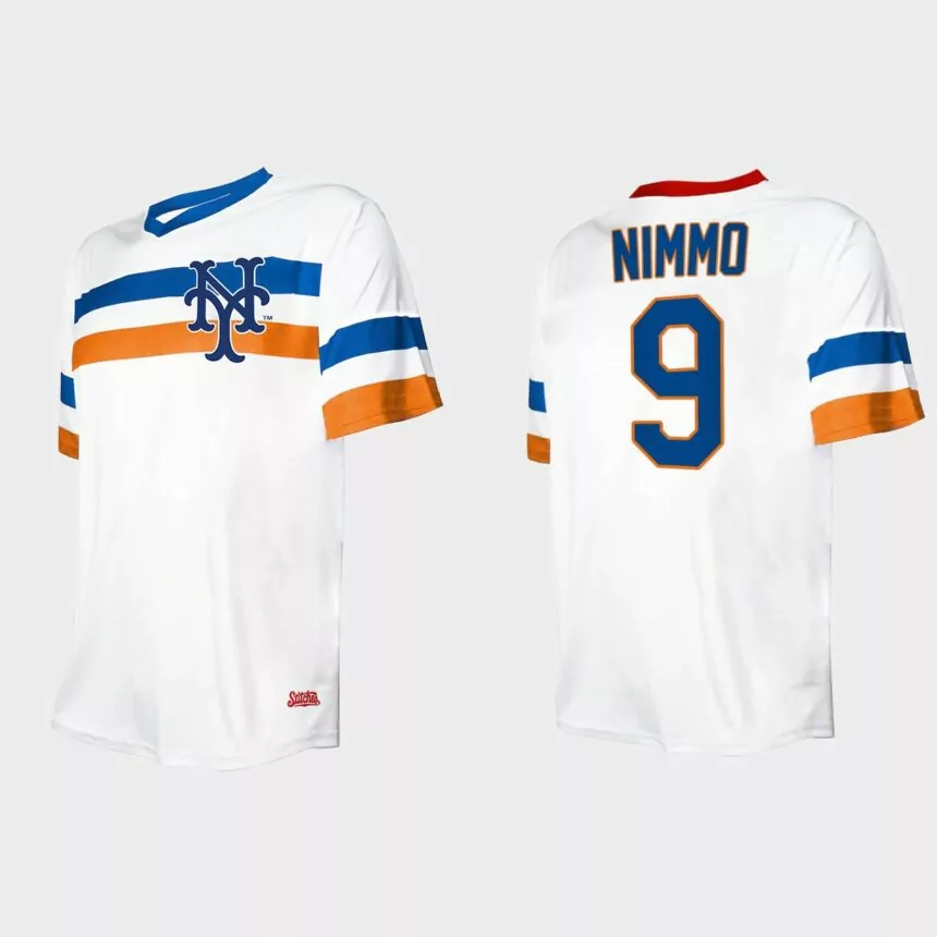 Men’s Brandon Nimmo New York Mets Cooperstown Collection V-Neck Jersey – White