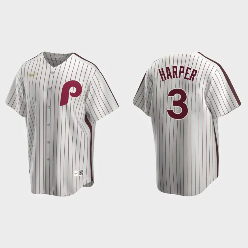 Men’s Bryce Harper Philadelphia Phillies Cooperstown Collection Home Jersey – White