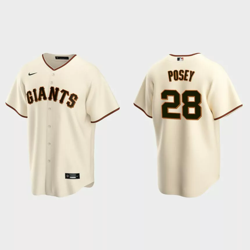 Men’s Buster Posey #28 San Francisco Giants Home Replica Jersey – Cream