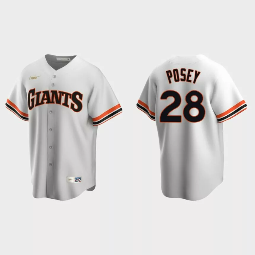 Men’s Buster Posey San Francisco Giants Cooperstown Collection Home Jersey – White