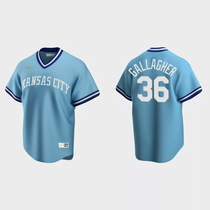 Men’s Cam Gallagher #36 Kansas City Royals Cooperstown Collection Road Jersey – Light Blue