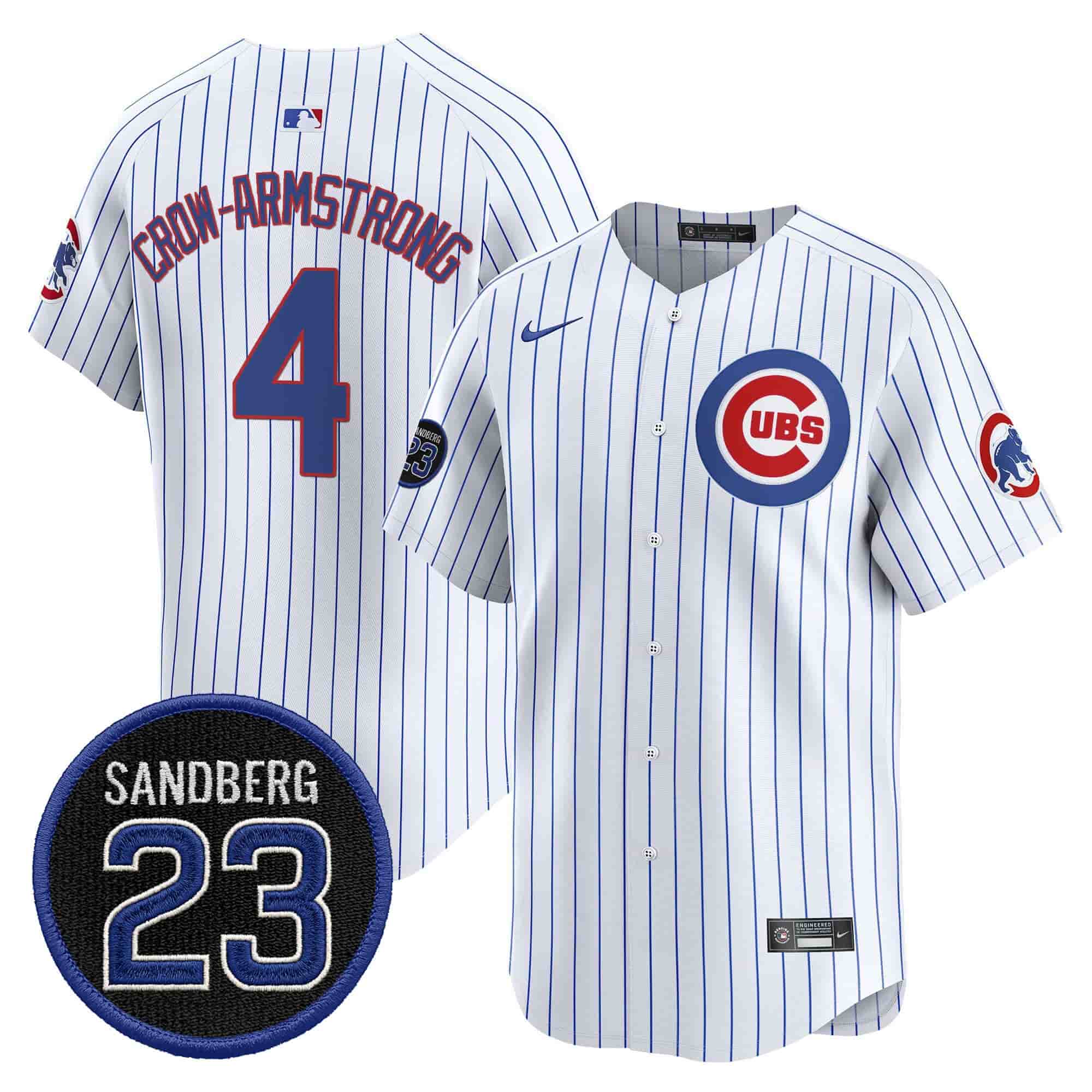 Men’s Chicago Cubs ‘Ryne Sandberg Tribute’ Vapor Premier Limited Jersey V2 – All Stitched 4 Pete Crow-Armstrong