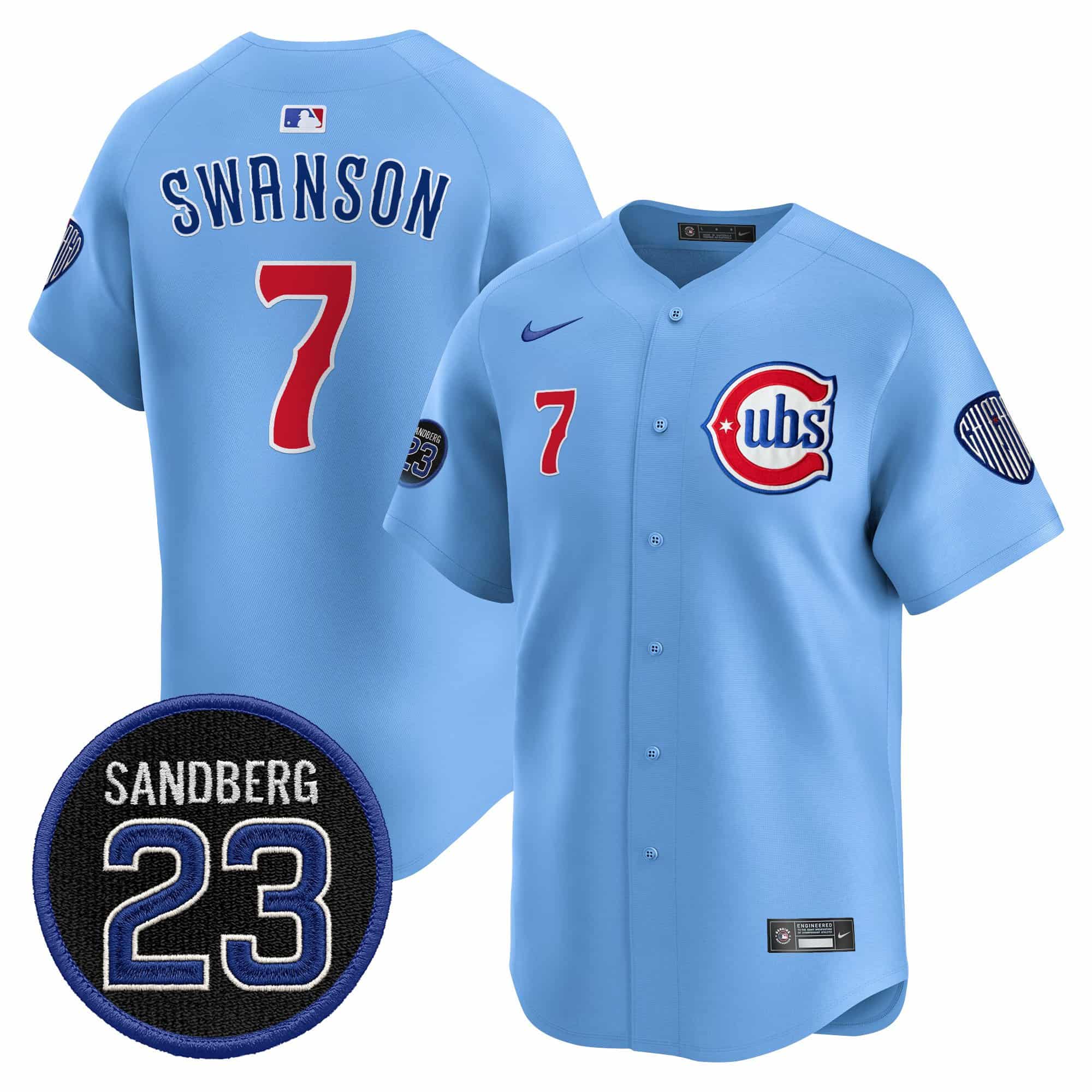 Men’s Chicago Cubs ‘Ryne Sandberg Tribute’ Vapor Premier Limited Jersey V2 – All Stitched Dansby Swanson    7