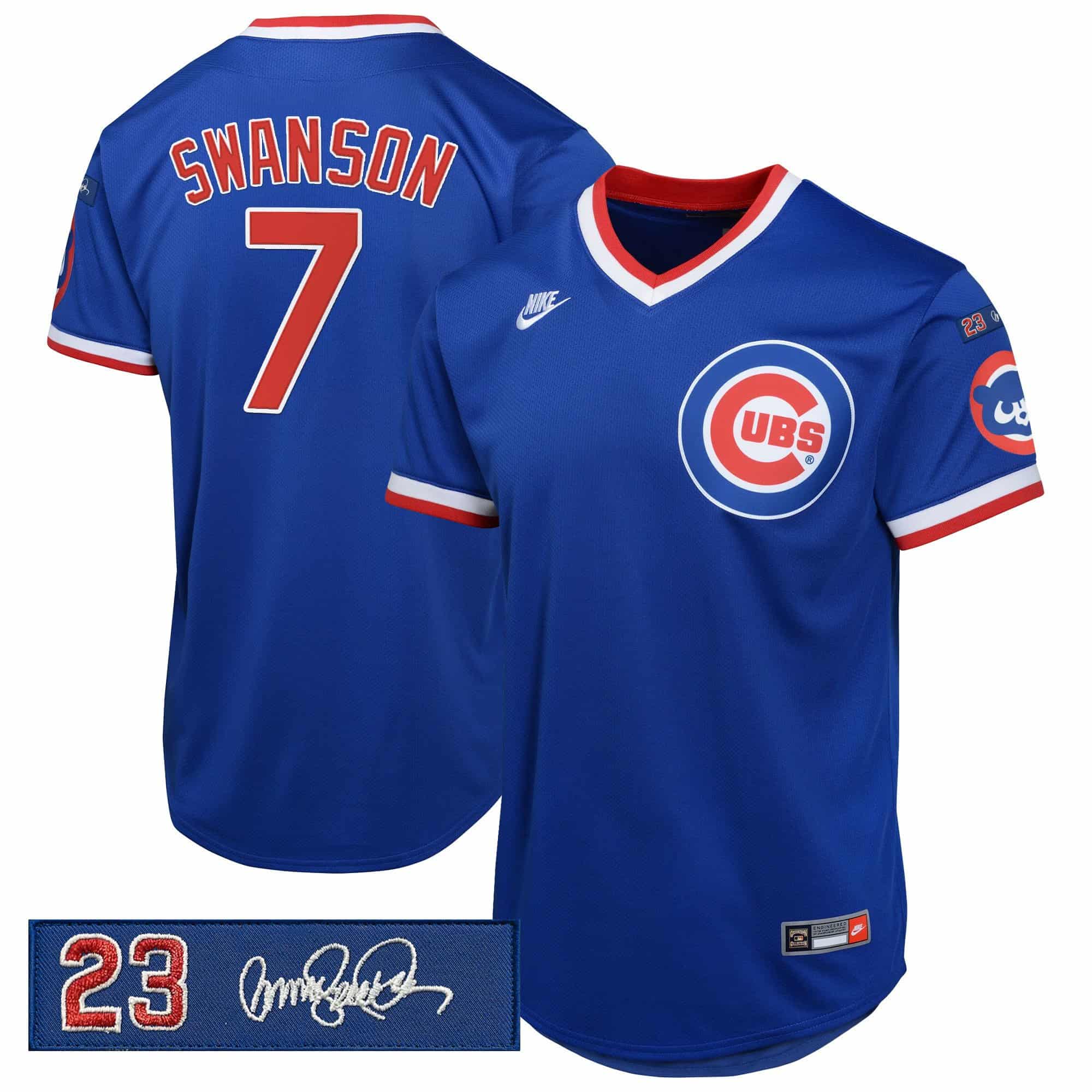 Men’s Chicago Cubs ‘Ryne Sandberg Tribute’ Vapor Premier Limited Jersey V2 – All Stitched Dansby Swanson 7