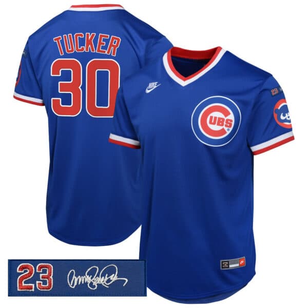 Men’s Chicago Cubs ‘Ryne Sandberg Tribute’ Vapor Premier Limited Jersey V2 – All Stitched Kyle Tucker 30