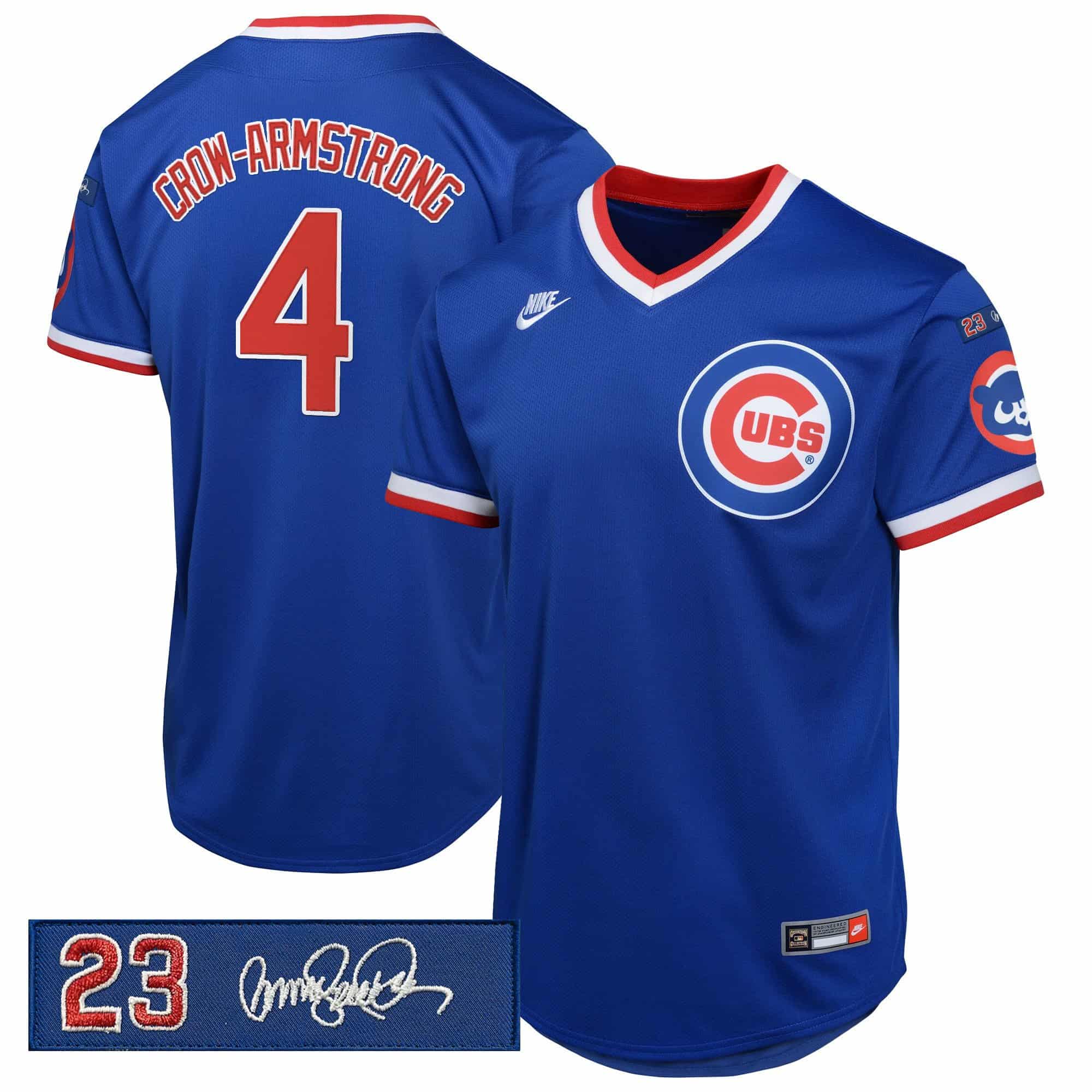 Men’s Chicago Cubs ‘Ryne Sandberg Tribute’ Vapor Premier Limited Jersey V2 – All Stitched Pete Crow-Armstrong 4