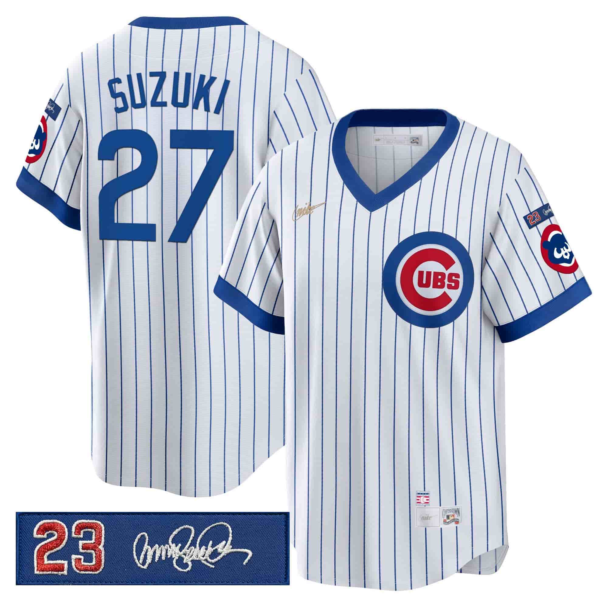 Men’s Chicago Cubs ‘Ryne Sandberg Tribute’ Vapor Premier Limited Jersey V2 – All Stitched Seiya Suzuki