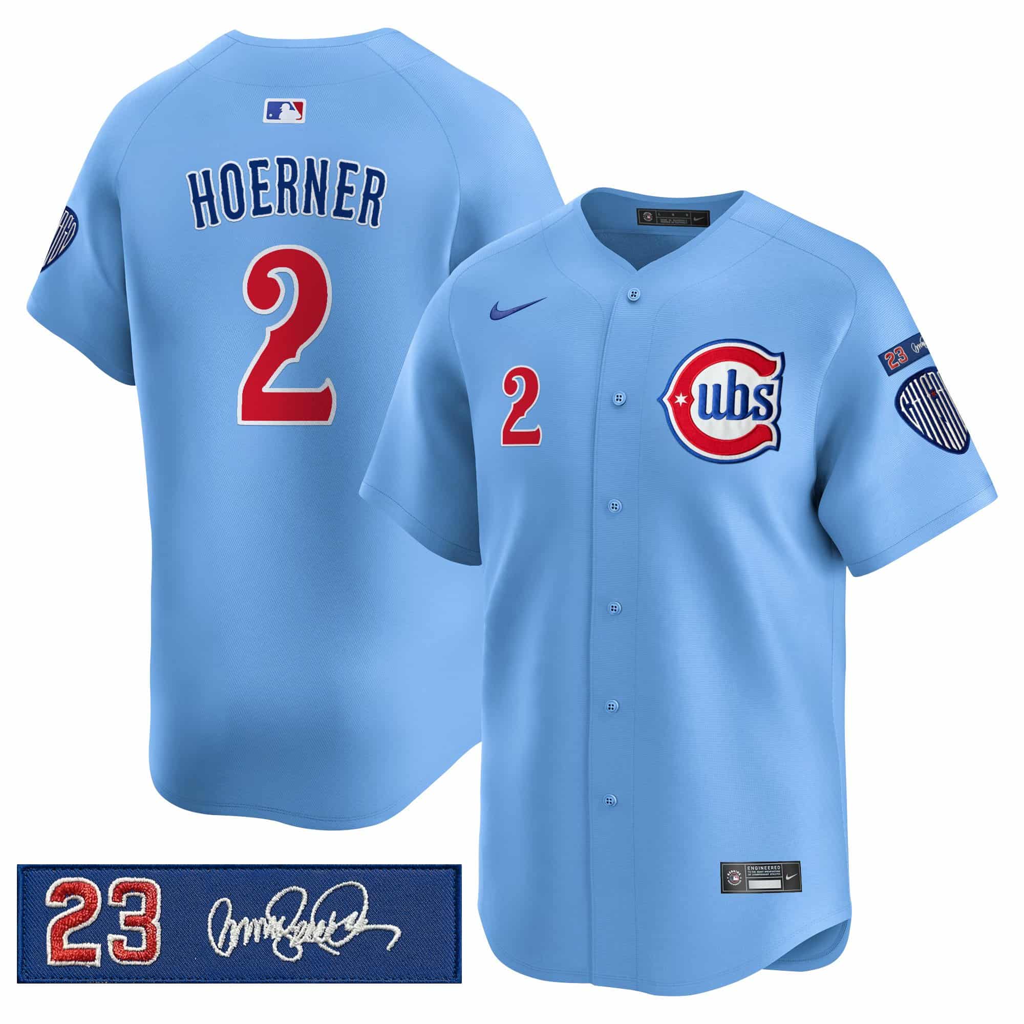 Men’s Chicago Cubs ‘Ryne Sandberg Tribute’ Vapor Premier Limited Jersey V3 – All Stitched Nico Hoerner   -2