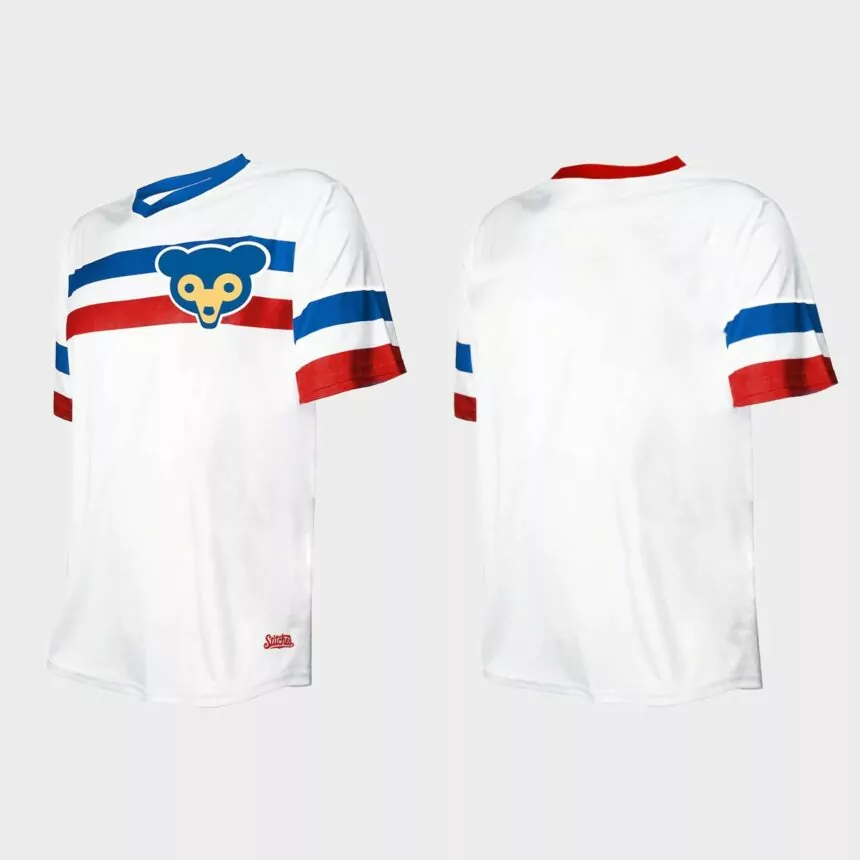 Men’s Chicago Cubs Cooperstown Collection V-Neck Jersey – White