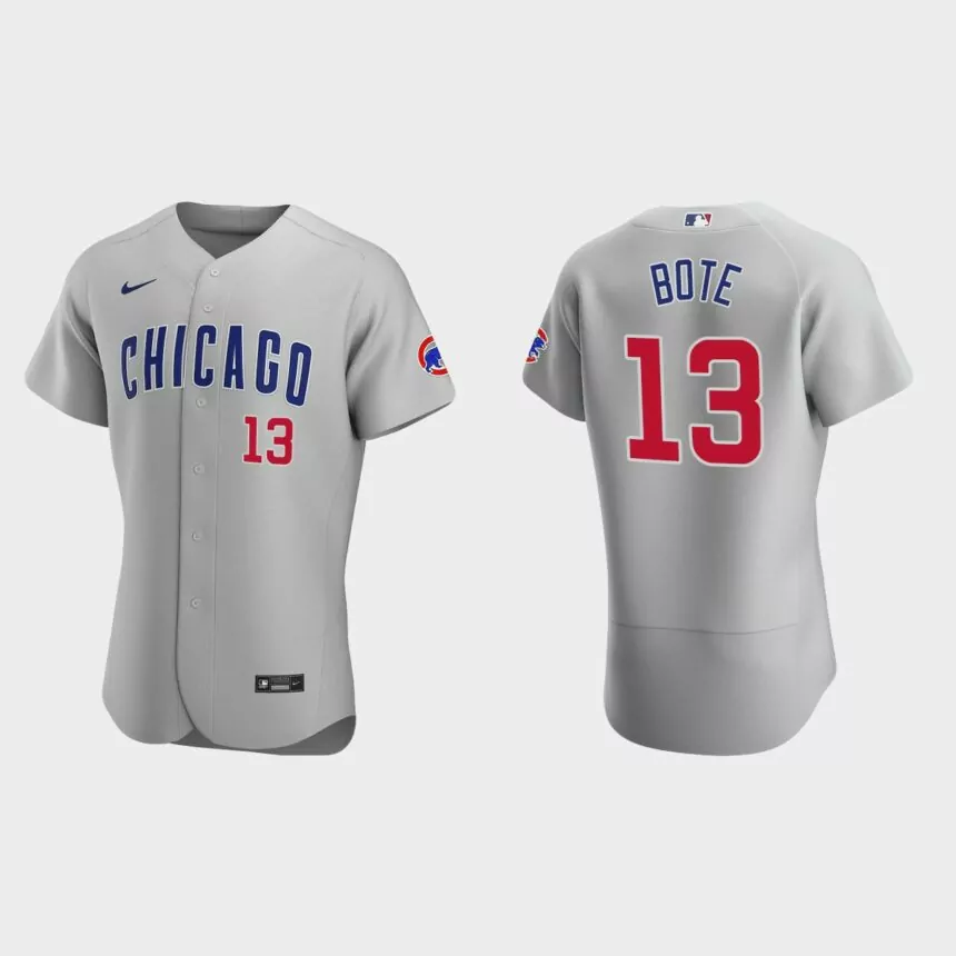 Men’s Chicago Cubs David Bote 2020 Road Authentic Jersey – Gray