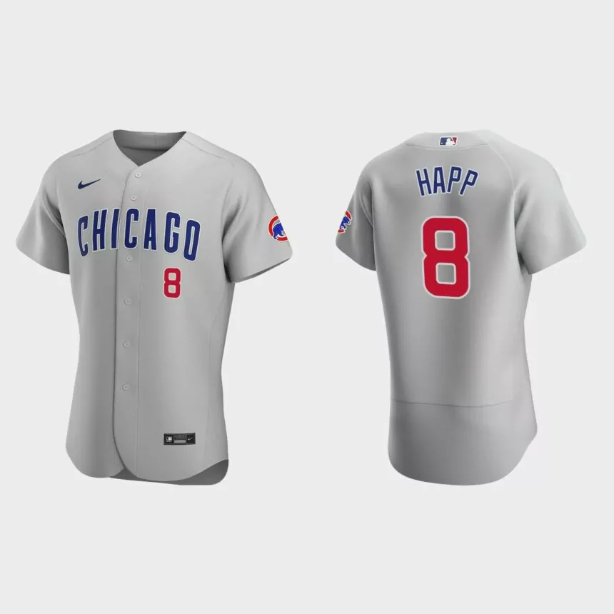 Men’s Chicago Cubs Ian Happ 2020 Road Authentic Jersey – Gray