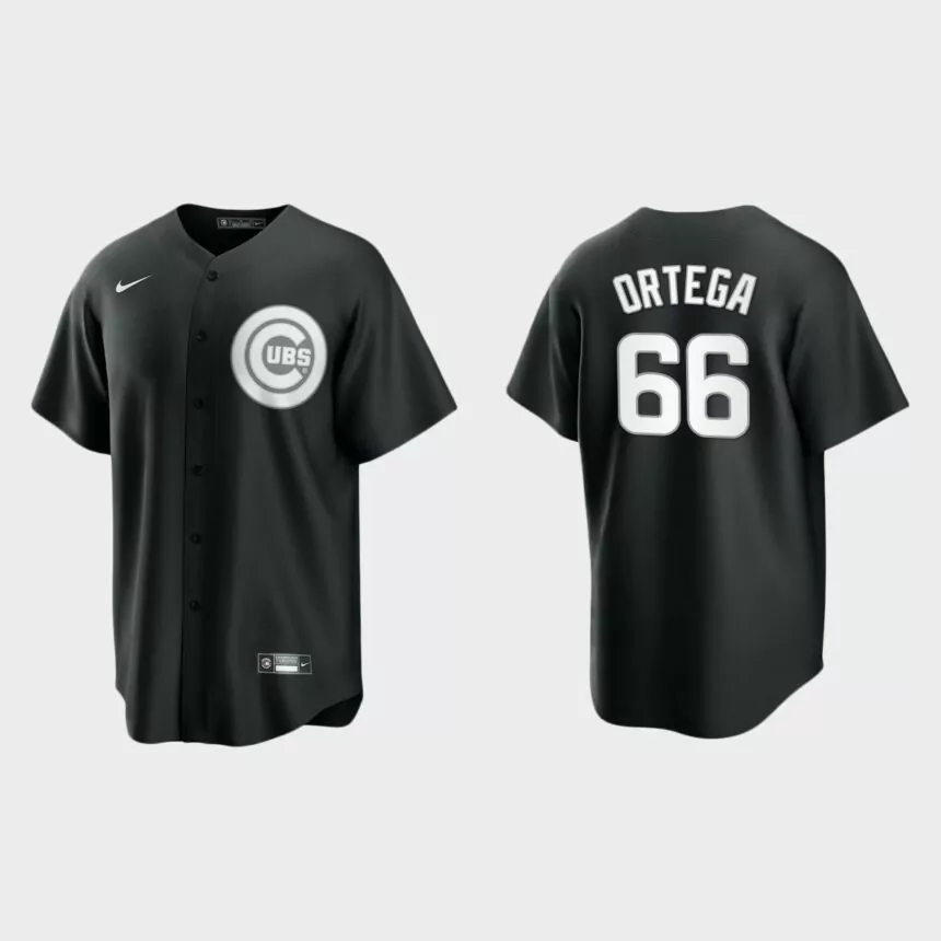 Men’s Chicago Cubs Rafael Ortega Black White 2021 All Black Fashion Replica Jersey
