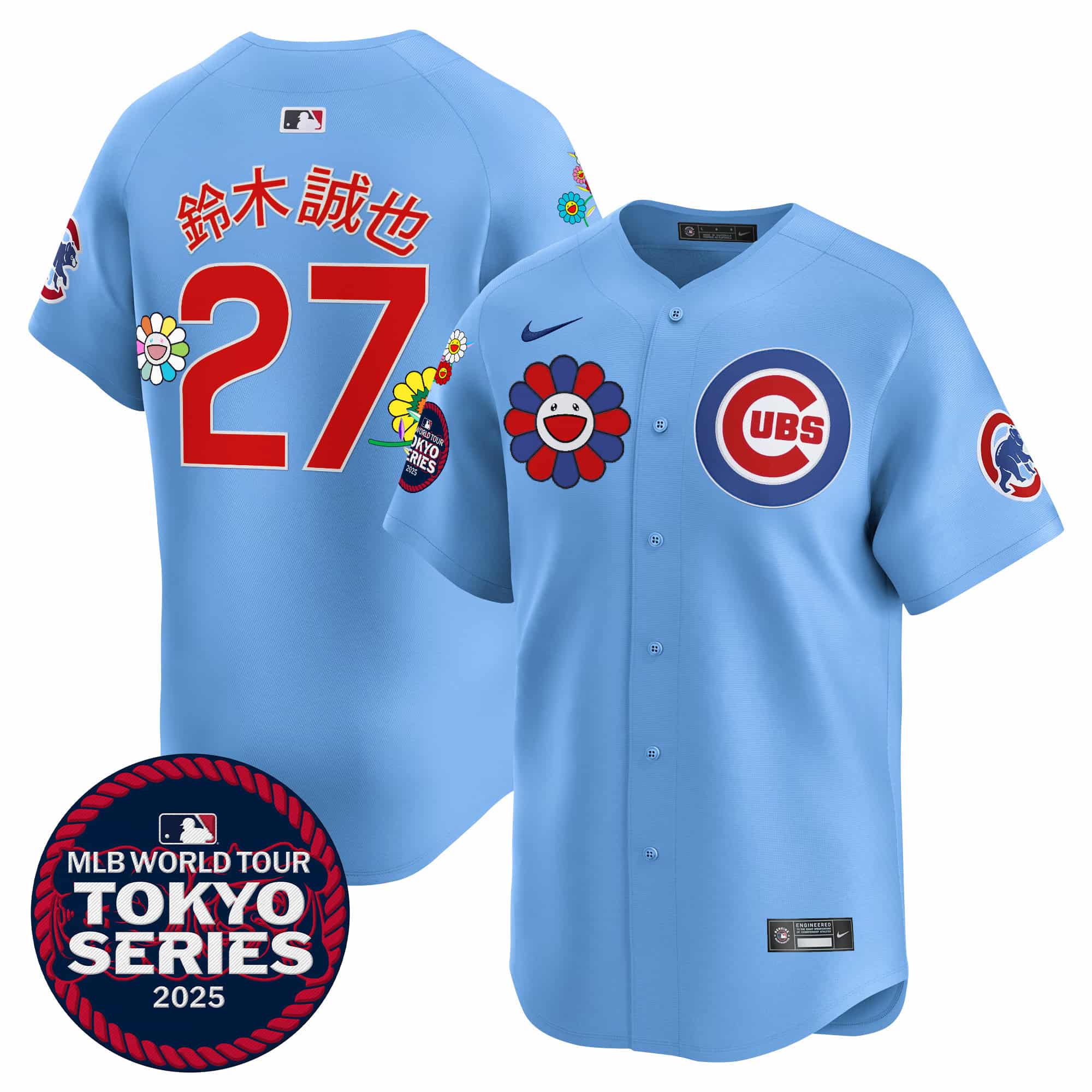 Men’s Chicago Cubs Tokyo Series 2025 Vapor Premier Limited Jersey – Stitched Seiya Suzuki  (Kanji)
