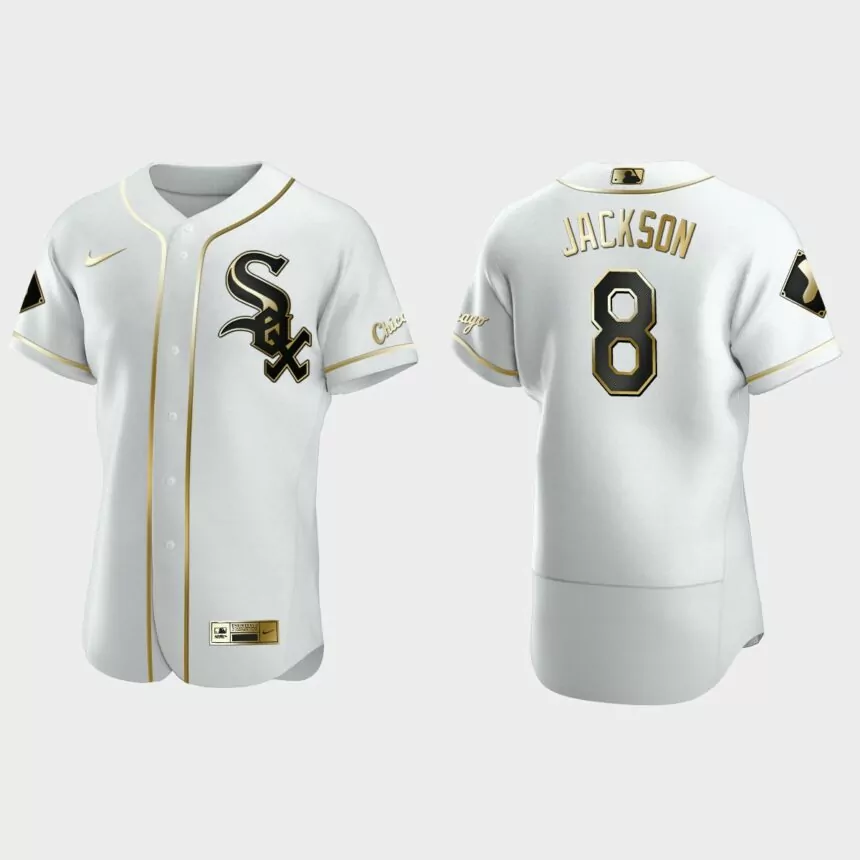 Men’s Chicago White Sox Bo Jackson Authentic Golden Edition Jersey – White