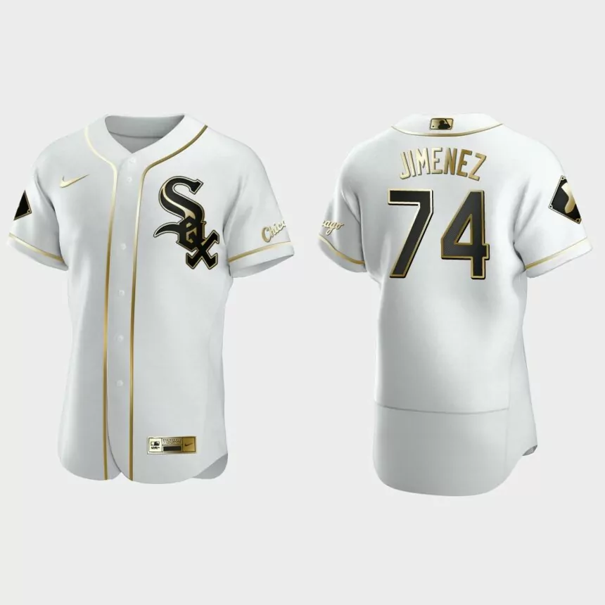 Men’s Chicago White Sox Eloy Jimenez Authentic Golden Edition Jersey – White
