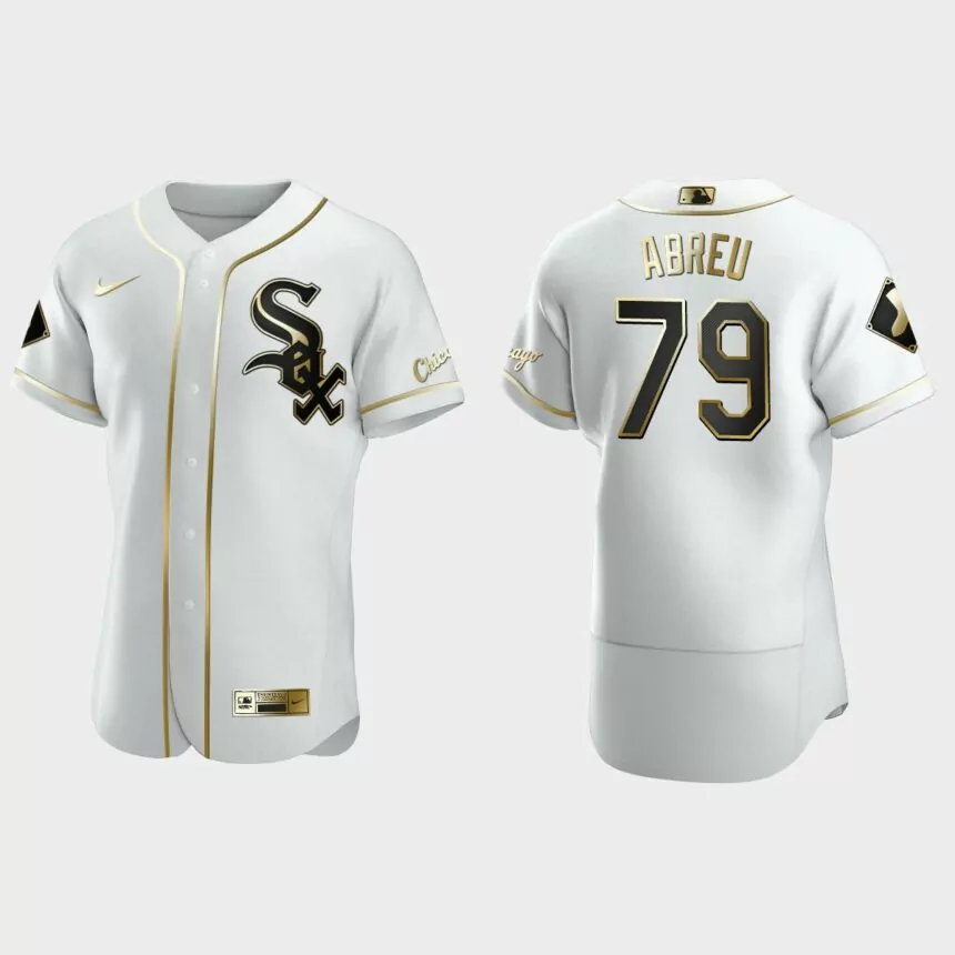 Men’s Chicago White Sox Jose Abreu Authentic Golden Edition Jersey – White