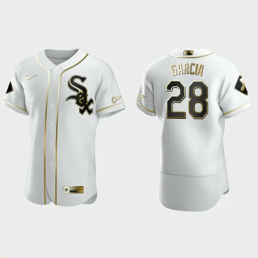 Men’s Chicago White Sox Leury Garcia Authentic Golden Edition Jersey – White
