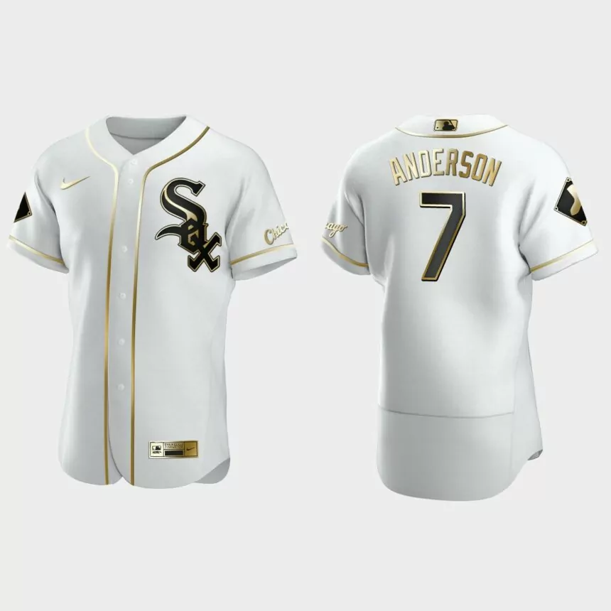 Men’s Chicago White Sox Tim Anderson Authentic Golden Edition Jersey – White