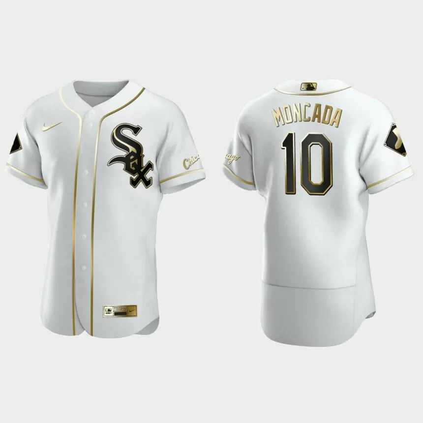 Men’s Chicago White Sox Yoan Moncada Authentic Golden Edition Jersey – White