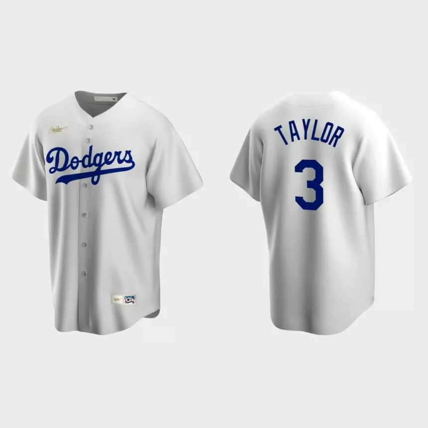 Men’s Chris Taylor Los Angeles Dodgers Cooperstown Collection Home Jersey – White