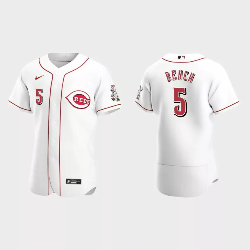 Men’s Cincinnati Reds Johnny Bench 2020 Home Authentic Jersey – White