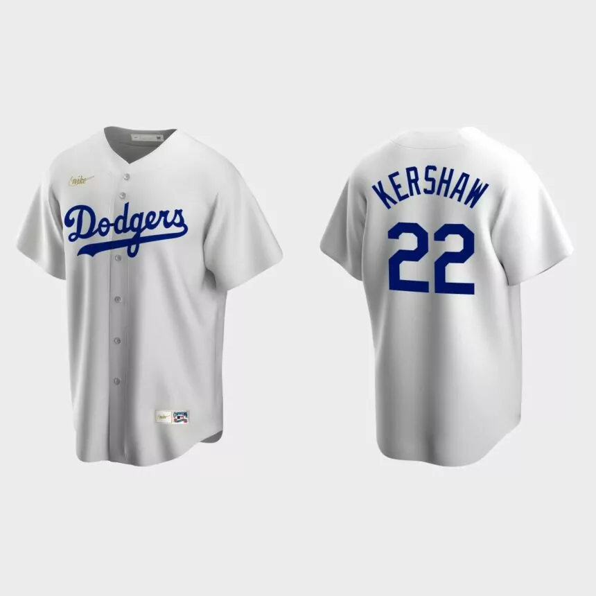 Men’s Clayton Kershaw Los Angeles Dodgers Cooperstown Collection Home Jersey – White