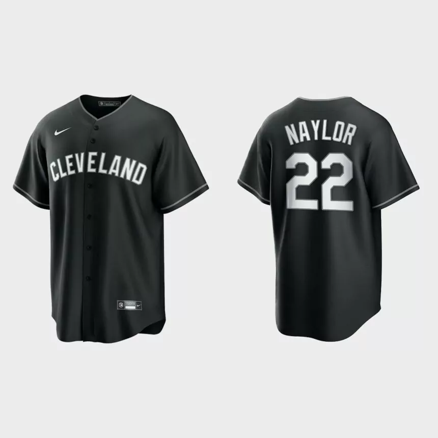 Men’s Cleveland Indians Josh Naylor Black White 2021 All Black Fashion Replica Jersey