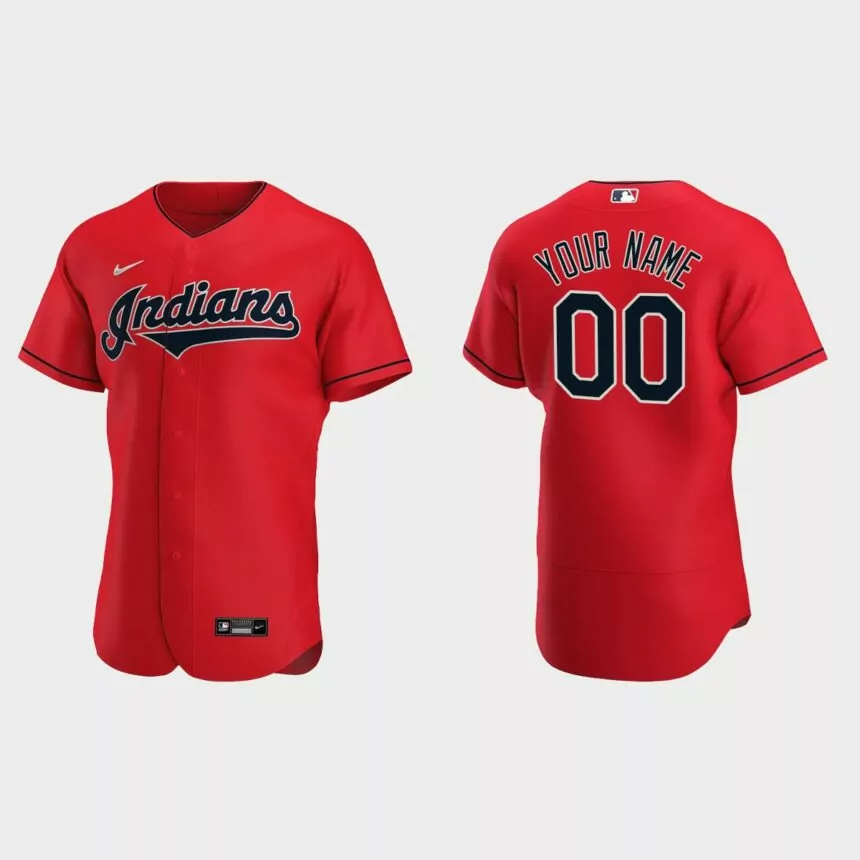 Men’s Cleveland Indians Red Authentic 2020 Alternate Custom Jersey