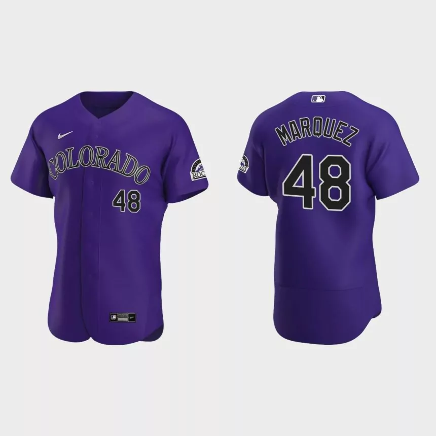 Men’s Colorado Rockies German Marquez 2020 Alternate Authentic Jersey – Purple