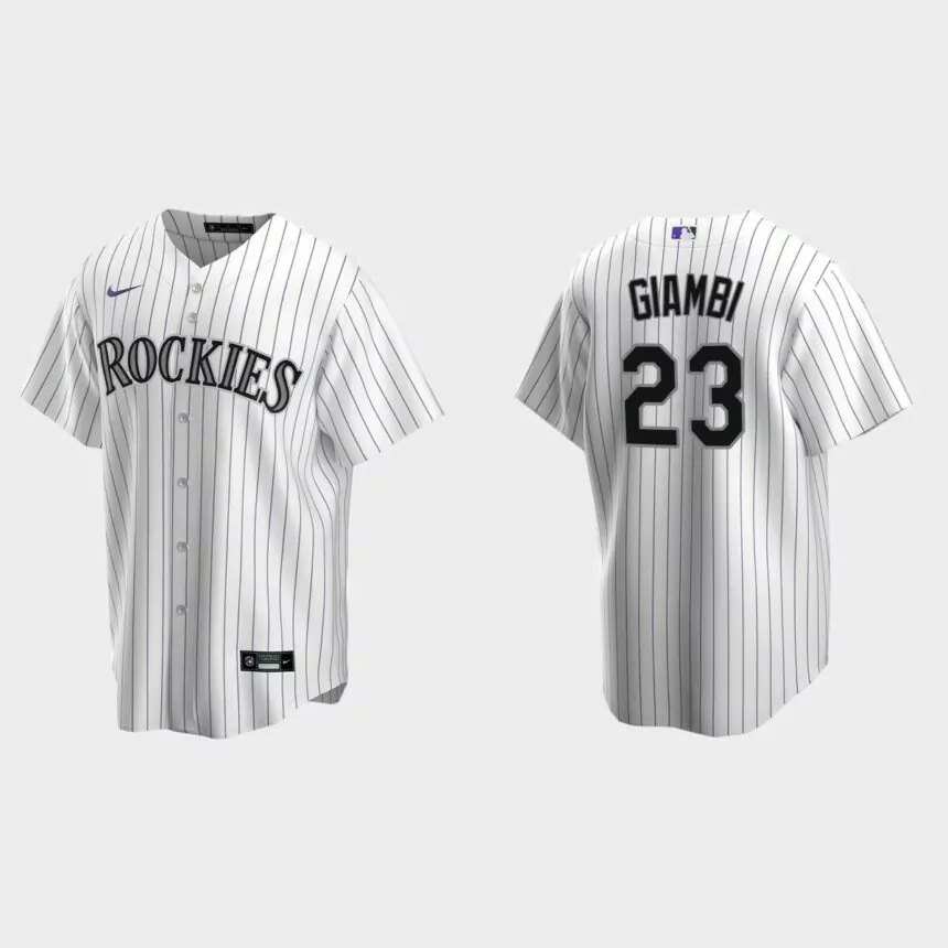 Men’s Colorado Rockies Jason Giambi White Replica Retired Player Jersey