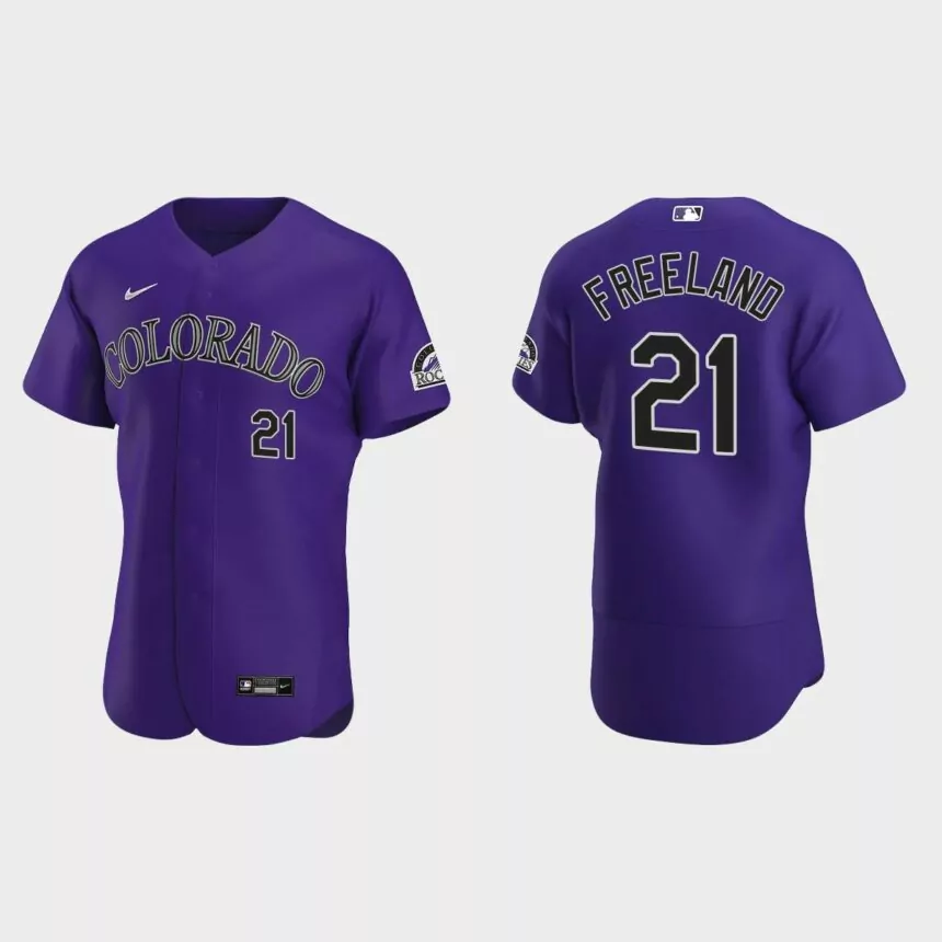 Men’s Colorado Rockies Kyle Freeland 2020 Alternate Authentic Jersey – Purple
