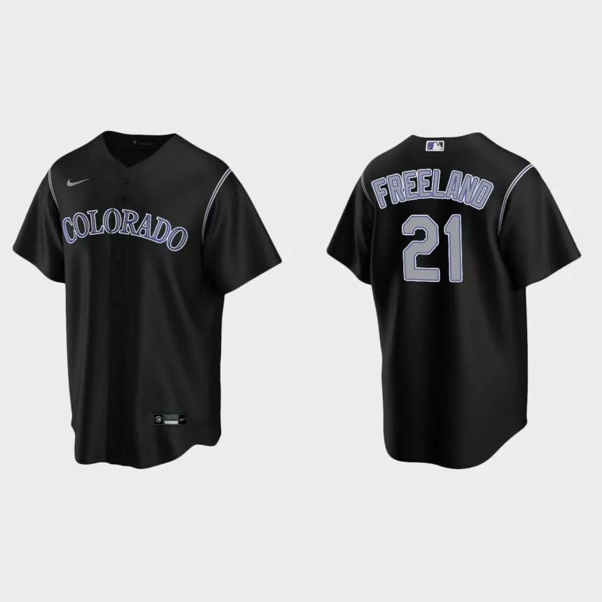 Men’s Colorado Rockies Kyle Freeland Alternate Replica Jersey – Black