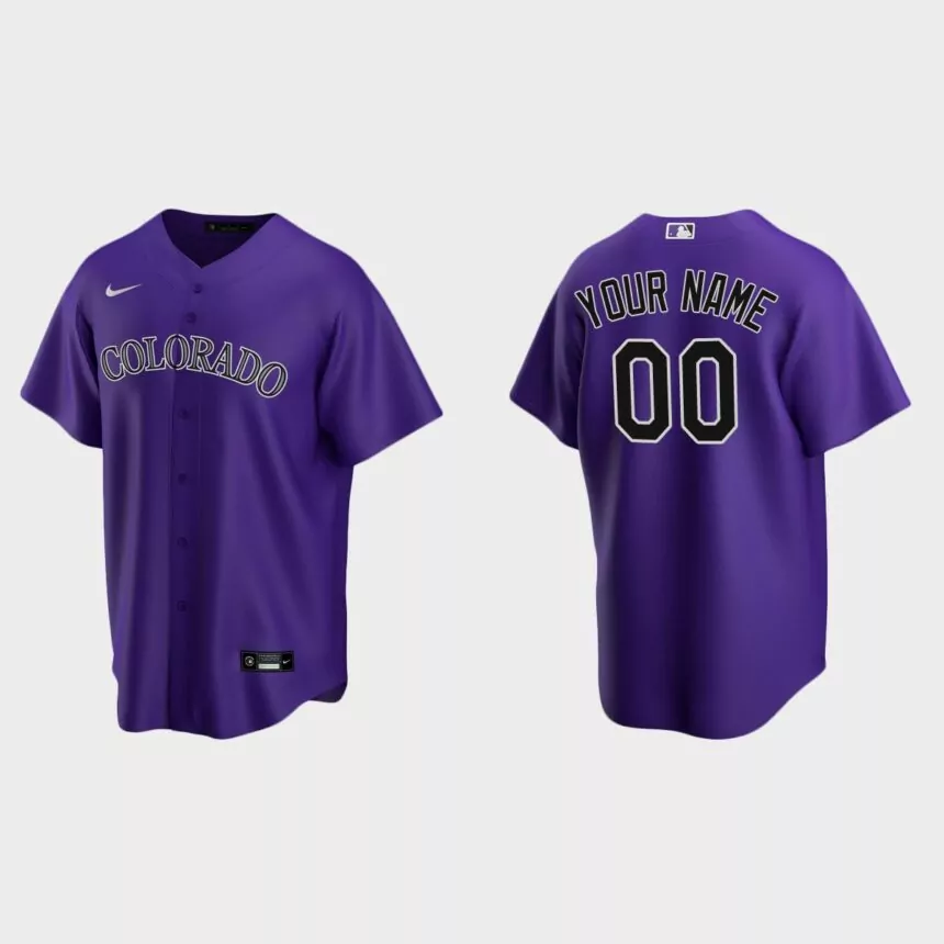 Men’s Colorado Rockies Purple Replica Alternate Custom Jersey