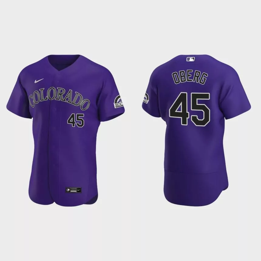 Men’s Colorado Rockies Scott Oberg 2020 Alternate Authentic Jersey – Purple