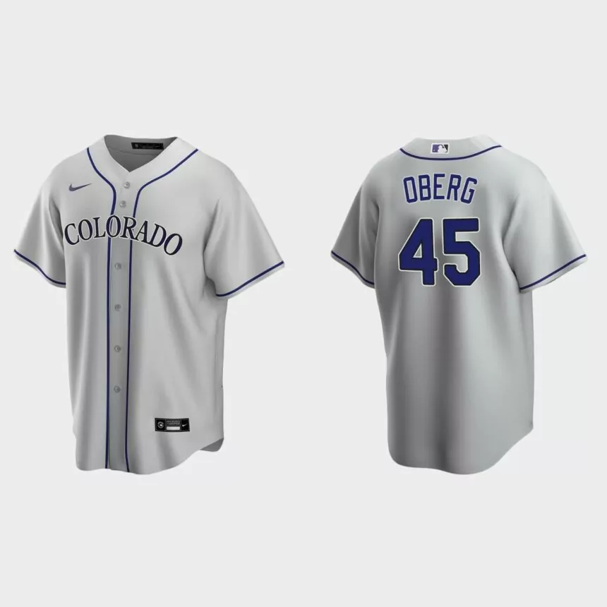 Men’s Colorado Rockies Scott Oberg Road Replica Jersey – Gray