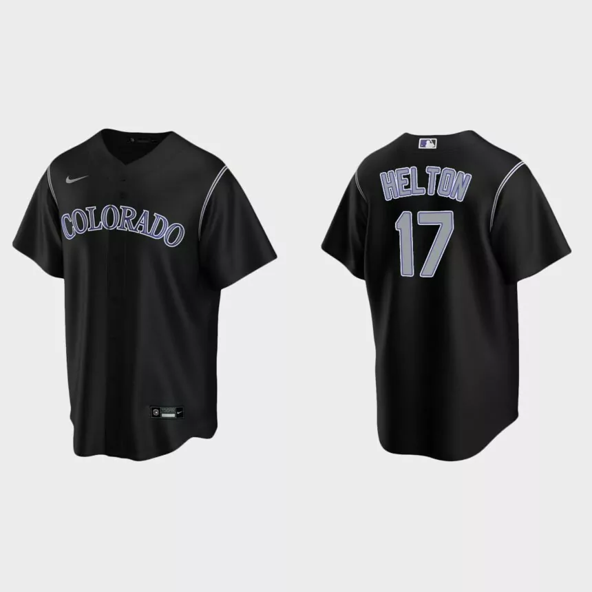 Men’s Colorado Rockies Todd Helton Alternate Replica Jersey – Black
