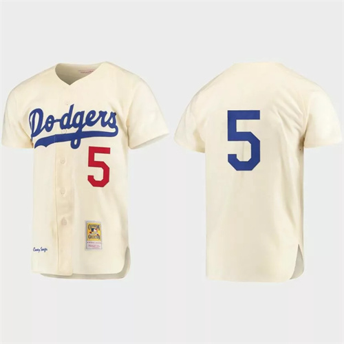 Men’s Corey Seager Brooklyn Dodgers Cooperstown Collection Authentic Jersey – Cream.jpg