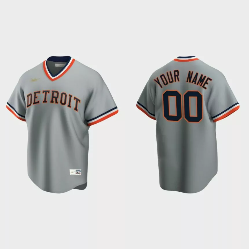 Men’s Custom Pittsburgh Pirates Cooperstown Collection Road Jersey – Gray