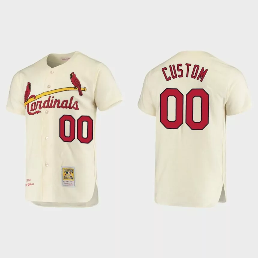 Men’s Custom St. Louis Cardinals Cooperstown Collection Authentic Jersey – Cream