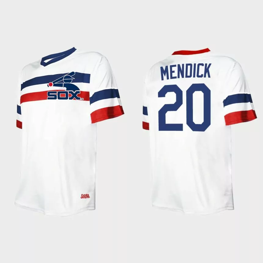 Men’s Danny Mendick Chicago White Sox Cooperstown Collection V-Neck Jersey – White