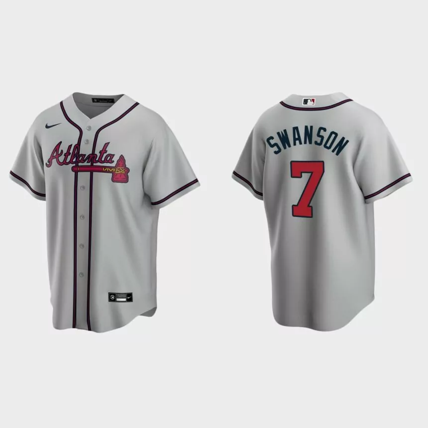 Men’s Dansby Swanson Atlanta Braves Road Replica Jersey – Gray