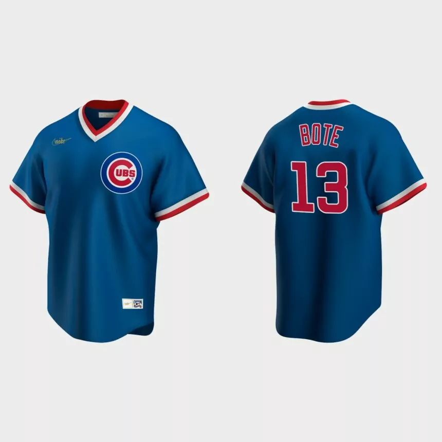 Men’s David Bote #13 Chicago Cubs Cooperstown Collection Road Jersey – Royal
